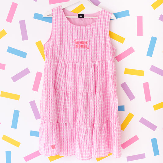 Minnie Mouse Embroidered Pink Gingham Dress