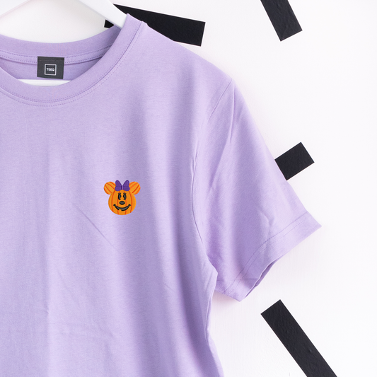 Minnie Pumpkin Embroidered T-Shirt - Purple