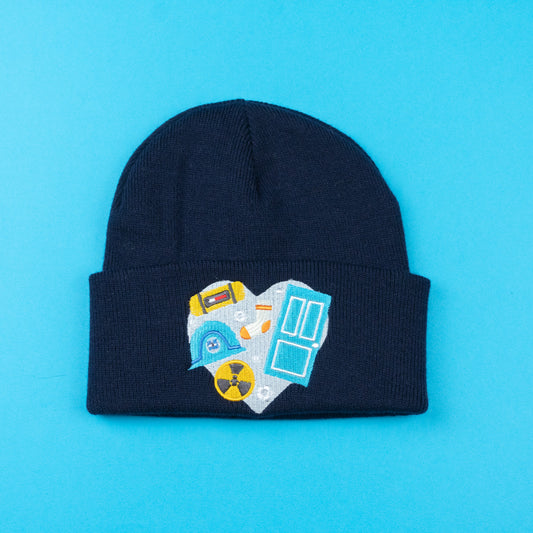 Monsters Heart Embroidered Navy Beanie