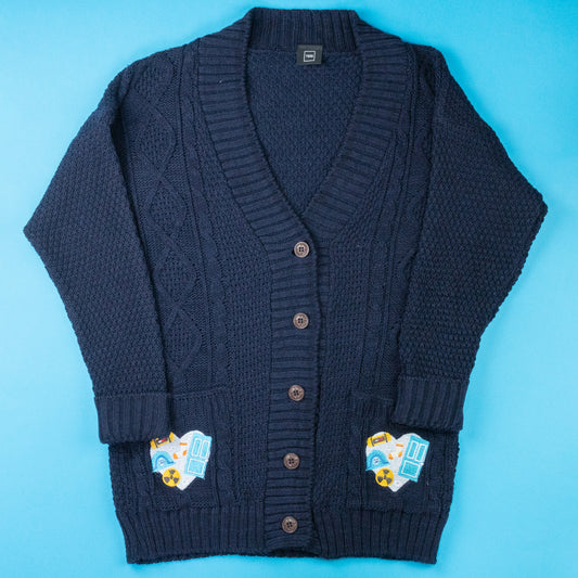 Monsters Heart Embroidered Navy Cardigan