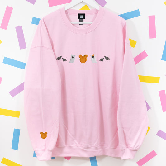 Mickey & Minnie Halloween Embroidered Jumper - Pink