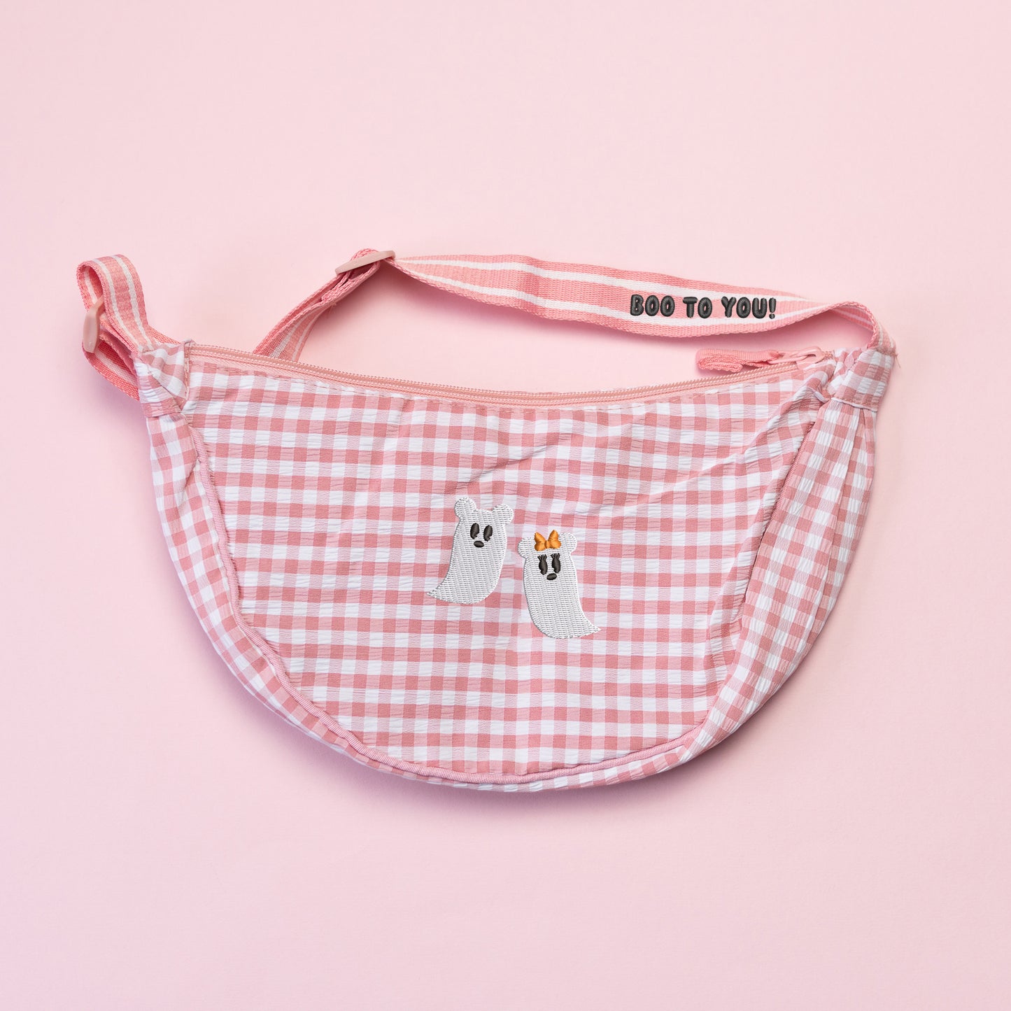 Mickey & Minnie Ghost Gingham Sling Bag - Pink