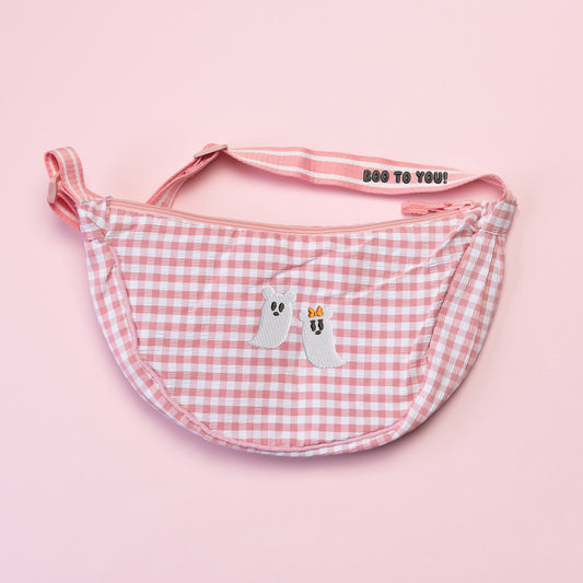 Mickey & Minnie Ghost Gingham Sling Bag - Pink