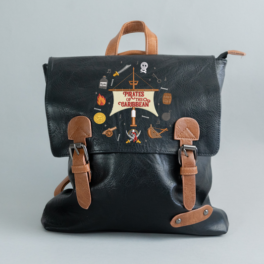 Pirates Embroidered Brown & Black Backpack