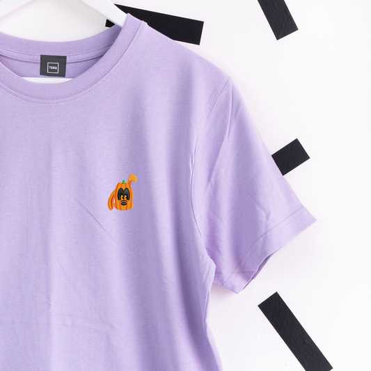 Pluto Pumpkin Embroidered T-Shirt - Purple