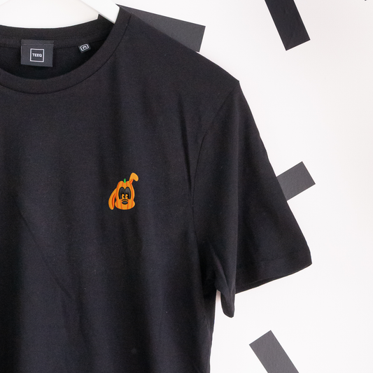 Pluto Pumpkin Embroidered T-Shirt - Black