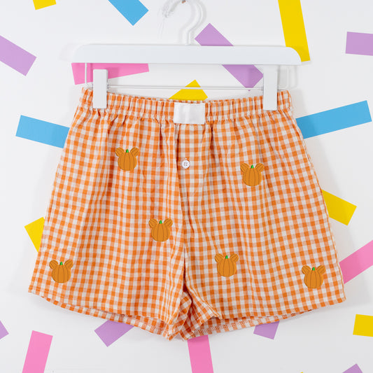 Mickey Pumpkin Orange Gingham Shorts