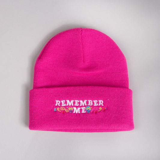 Remember Me Embroidered Fuchsia Beanie
