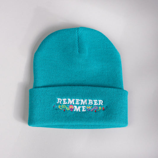 Remember Me Embroidered Teal Beanie