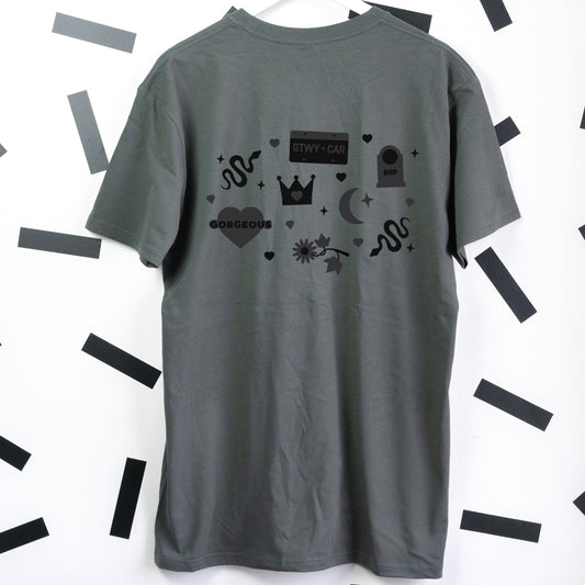 Reputation Taylor Swift Embroidered Charcoal T-Shirt