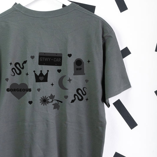 Reputation Taylor Swift Embroidered Charcoal T-Shirt