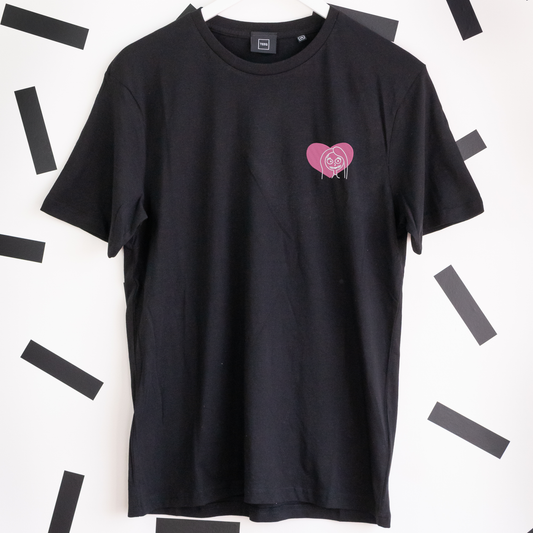 Sally Heart Embroidered Black T-Shirt