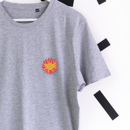 Simba's Flower Embroidered T-Shirt - Grey