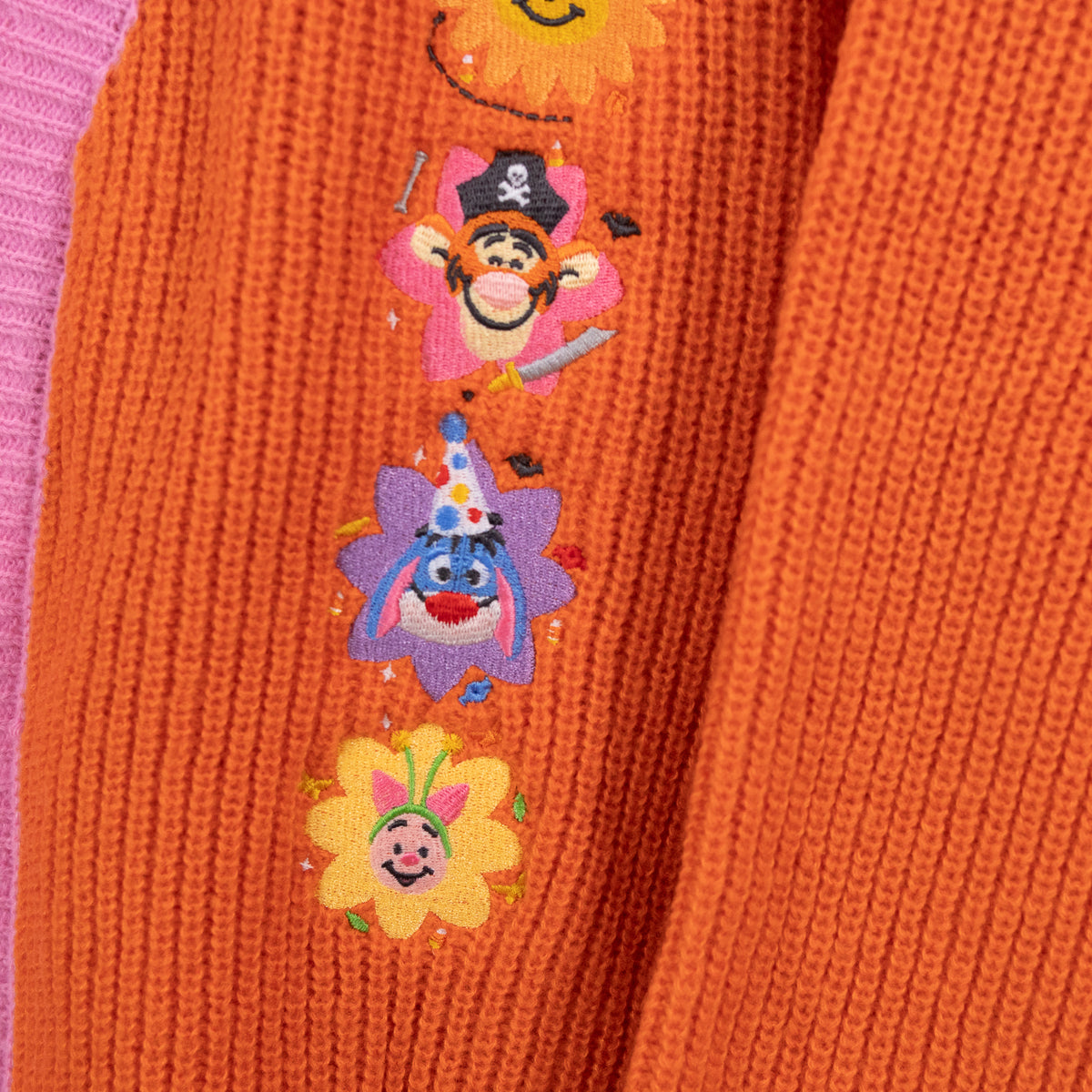 Winnie & Pals Halloween Embroidered Pink & Orange Cardigan