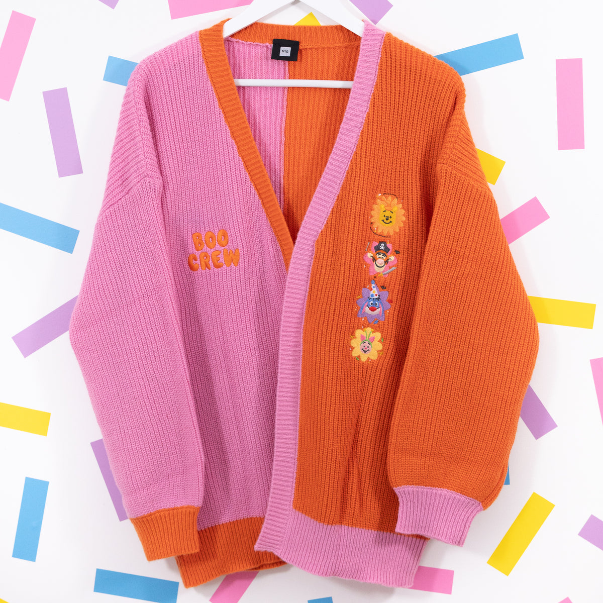 Winnie & Pals Halloween Embroidered Pink & Orange Cardigan