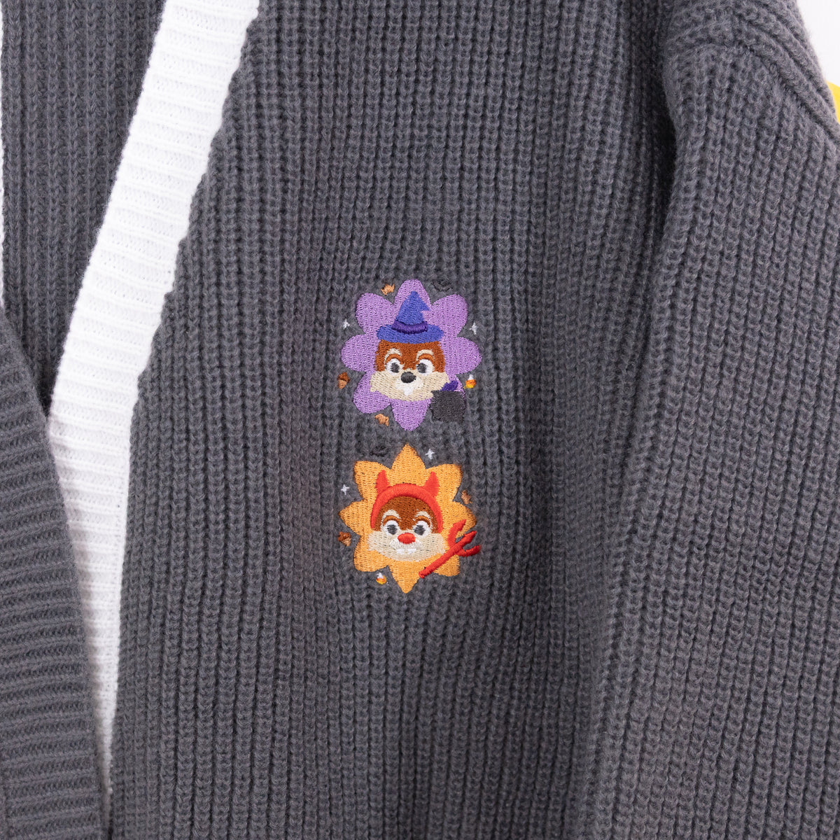Chip & Dale Halloween Embroidered Grey & White Cardigan