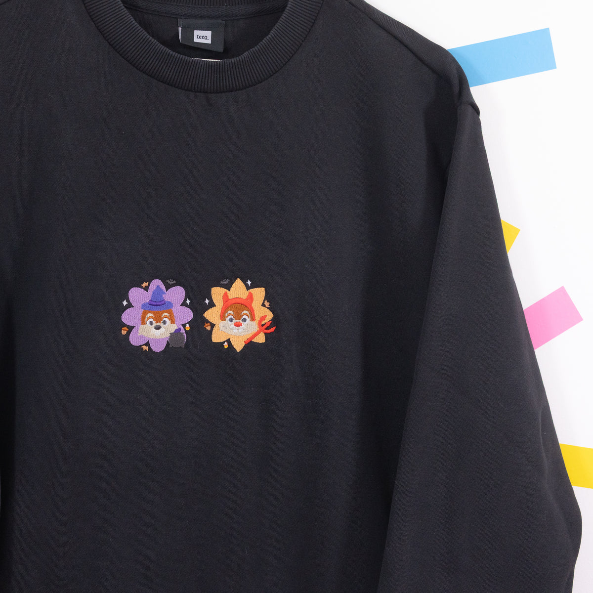 Chip & Dale Halloween Embroidered Washed Jumper