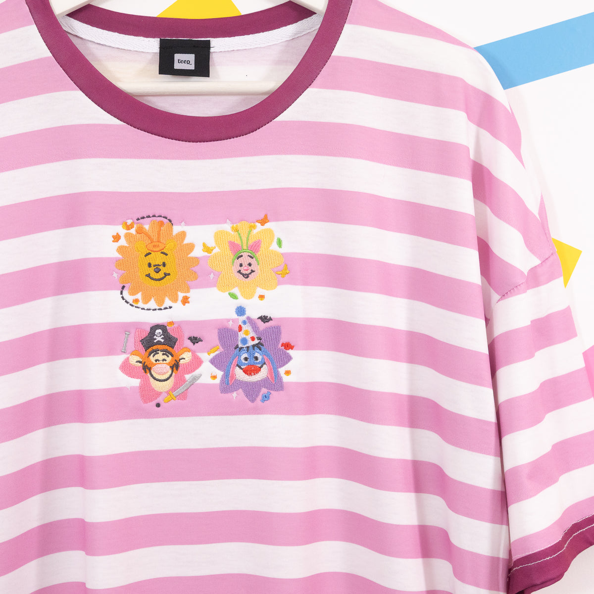 Winnie & Pals Halloween Embroidered Pink & Purple Stripe Tee