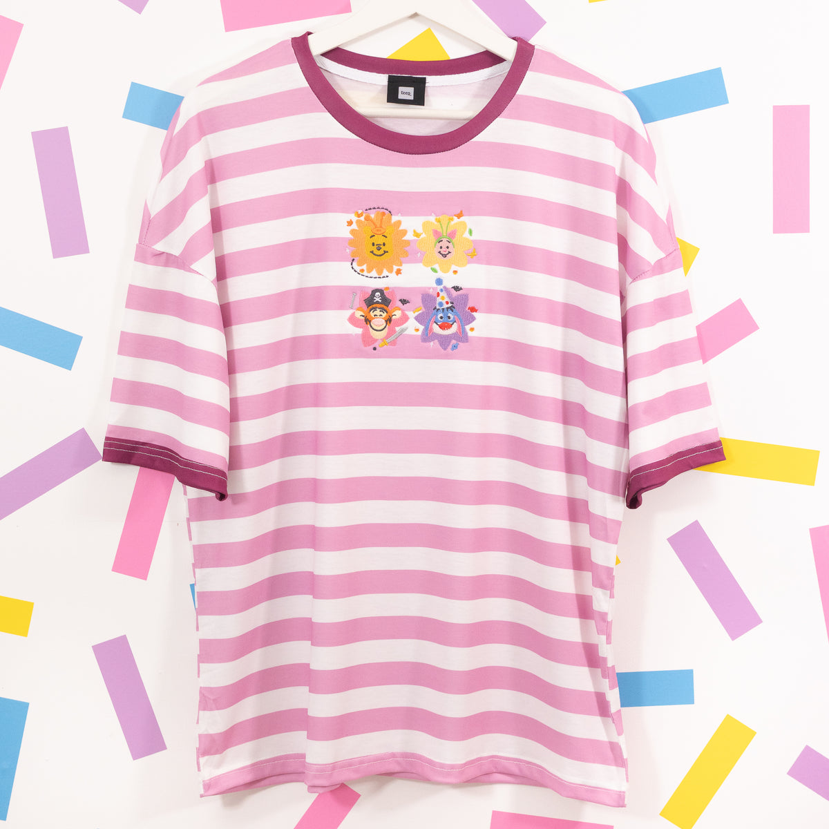 Winnie & Pals Halloween Embroidered Pink & Purple Stripe Tee