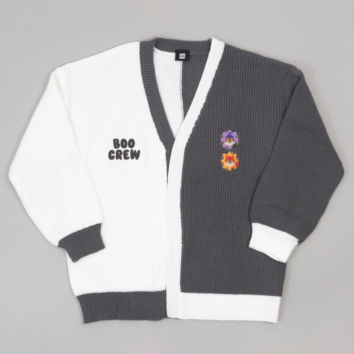 Chip & Dale Halloween Embroidered Grey & White Cardigan
