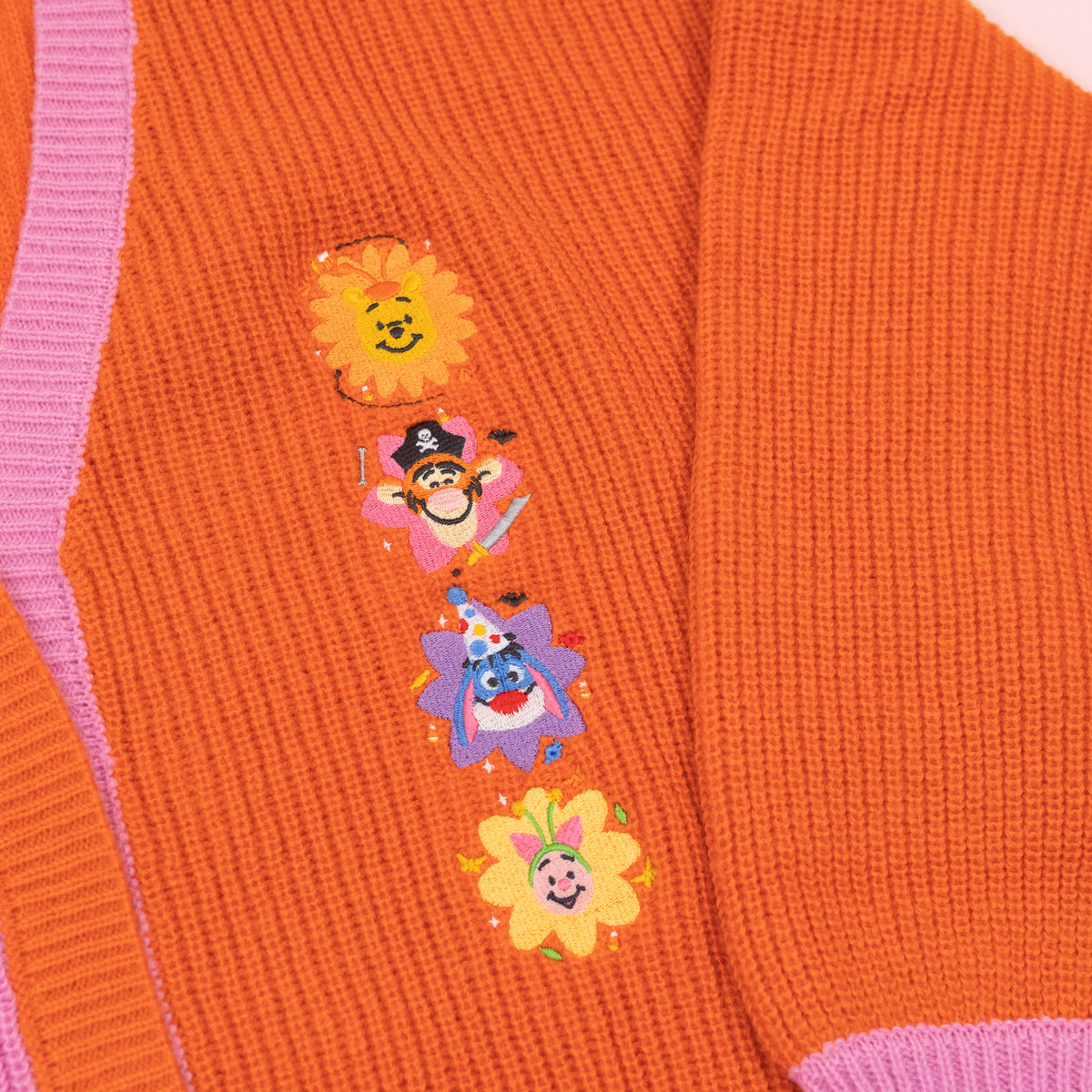 Winnie & Pals Halloween Embroidered Pink & Orange Cardigan