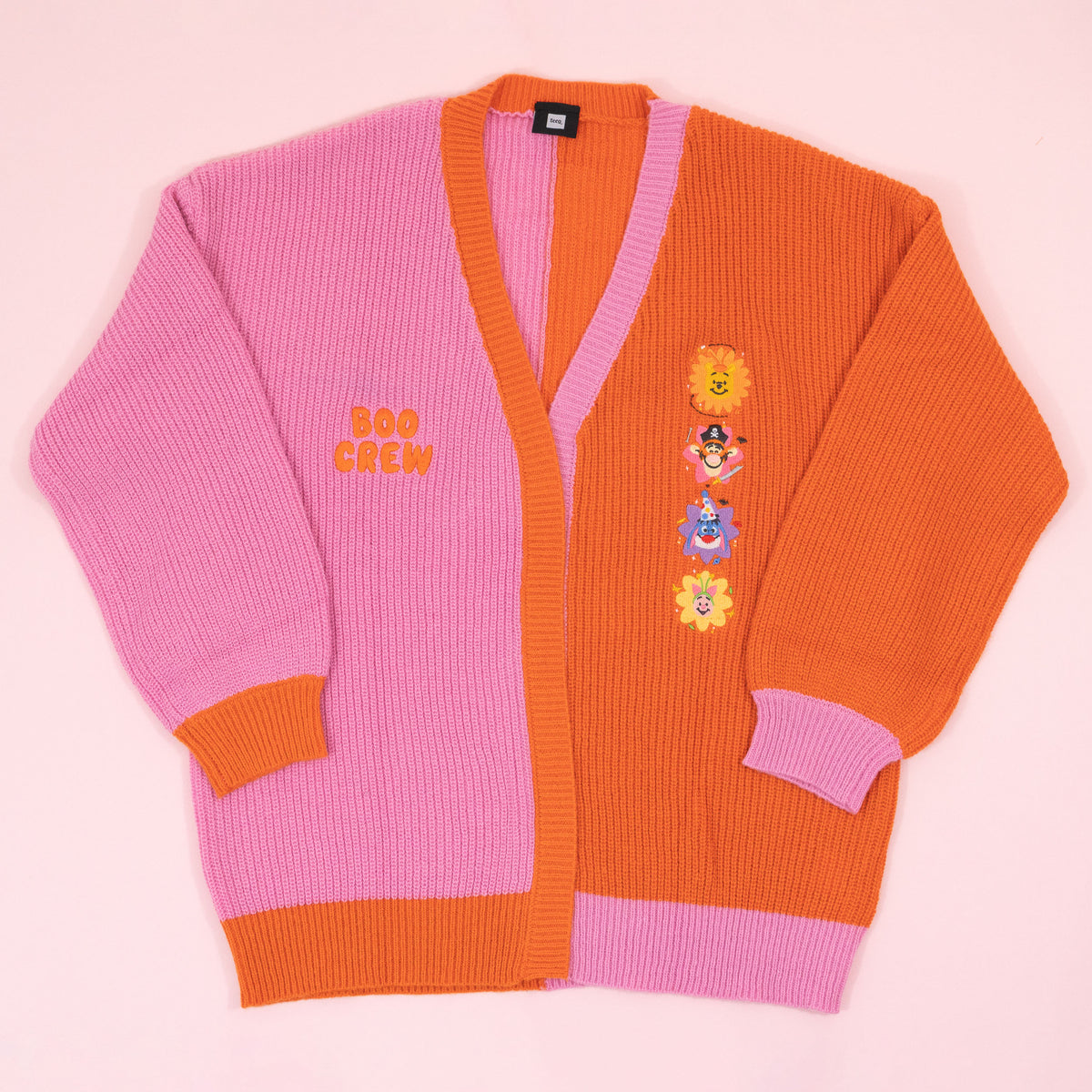 Winnie & Pals Halloween Embroidered Pink & Orange Cardigan