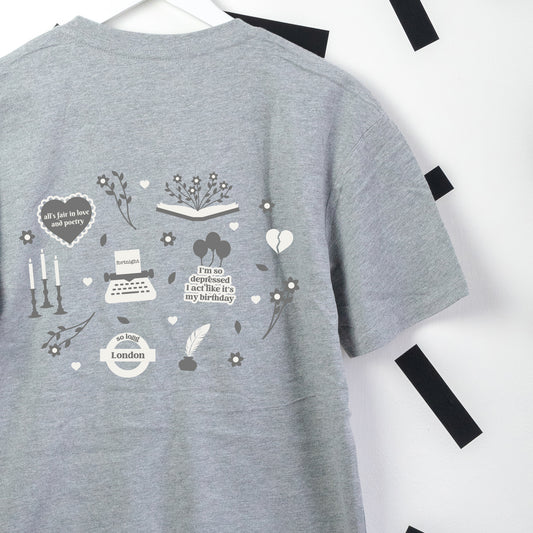 TTPD Taylor Swift Embroidered Heather Grey T-Shirt