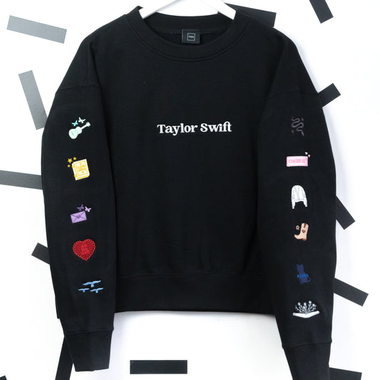 Taylor Swift Era's Embroidered Women's Black Jumper