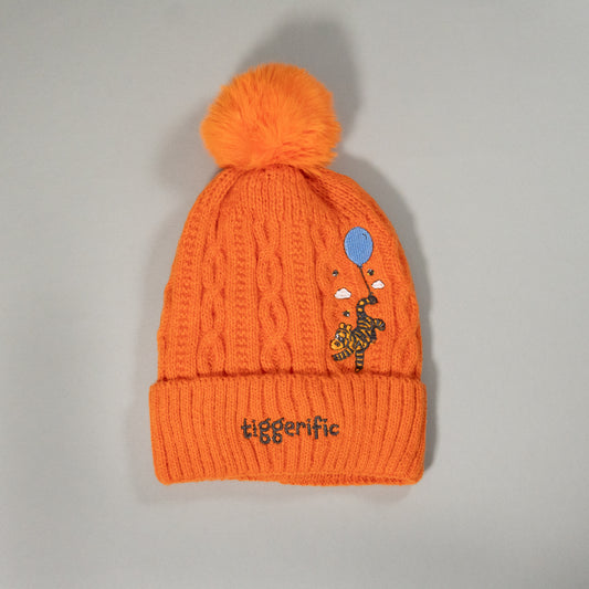 Tigger Balloon Orange Pom Pom Embroidered Beanie