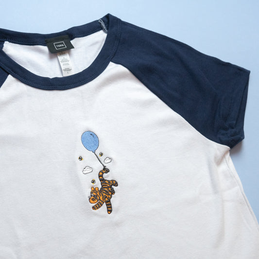 Tigger Balloon Embroidered Women's Ringer T-Shirt