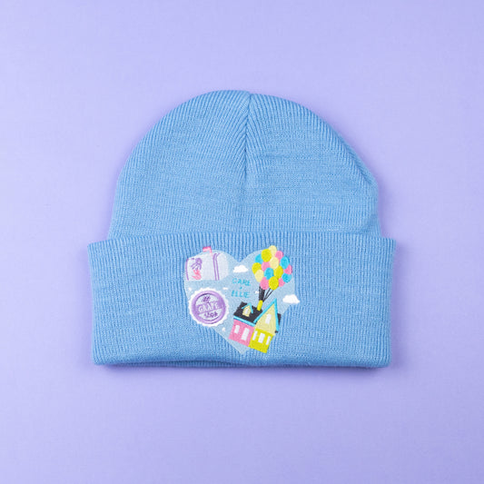 UP Heart Embroidered Blue Beanie