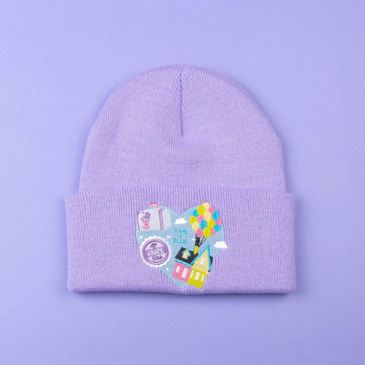 UP Heart Embroidered Lavender Beanie