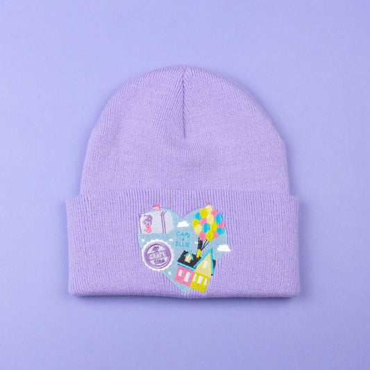 UP Heart Embroidered Lavender Beanie