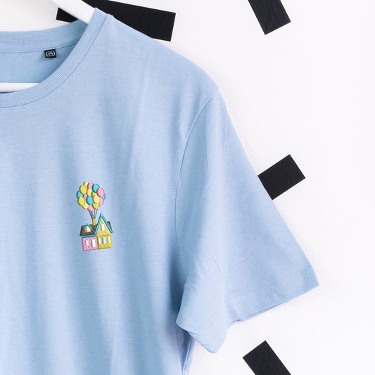 Up House Embroidered T-Shirt - Light Blue
