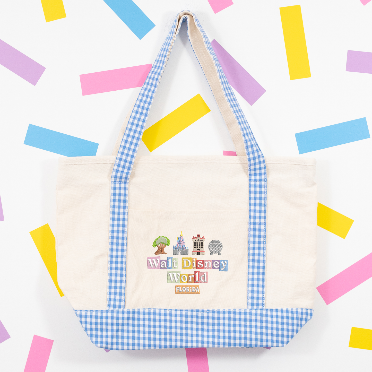 WDW Gingham Canvas Shoulder Bag - Blue
