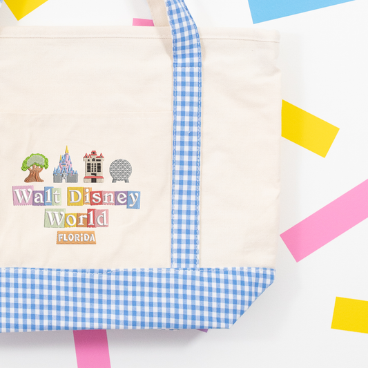 WDW Gingham Canvas Shoulder Bag - Blue