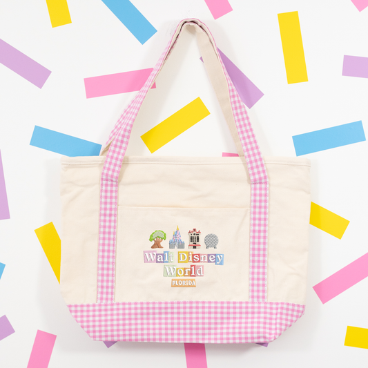 WDW Gingham Canvas Shoulder Bag - Pink