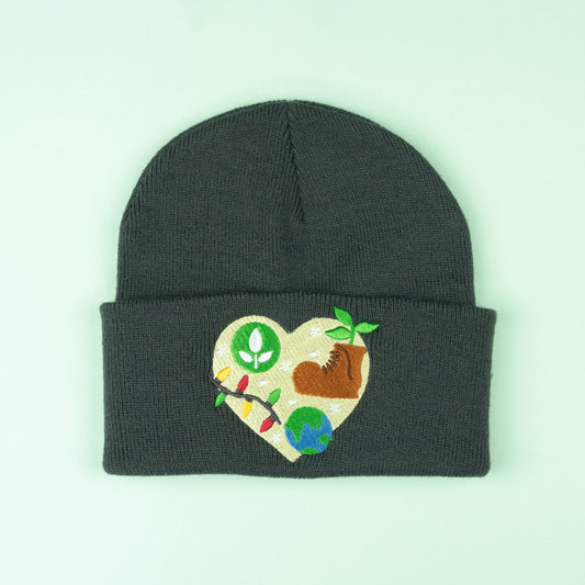 Wall-e Heart Embroidered Charcoal Beanie