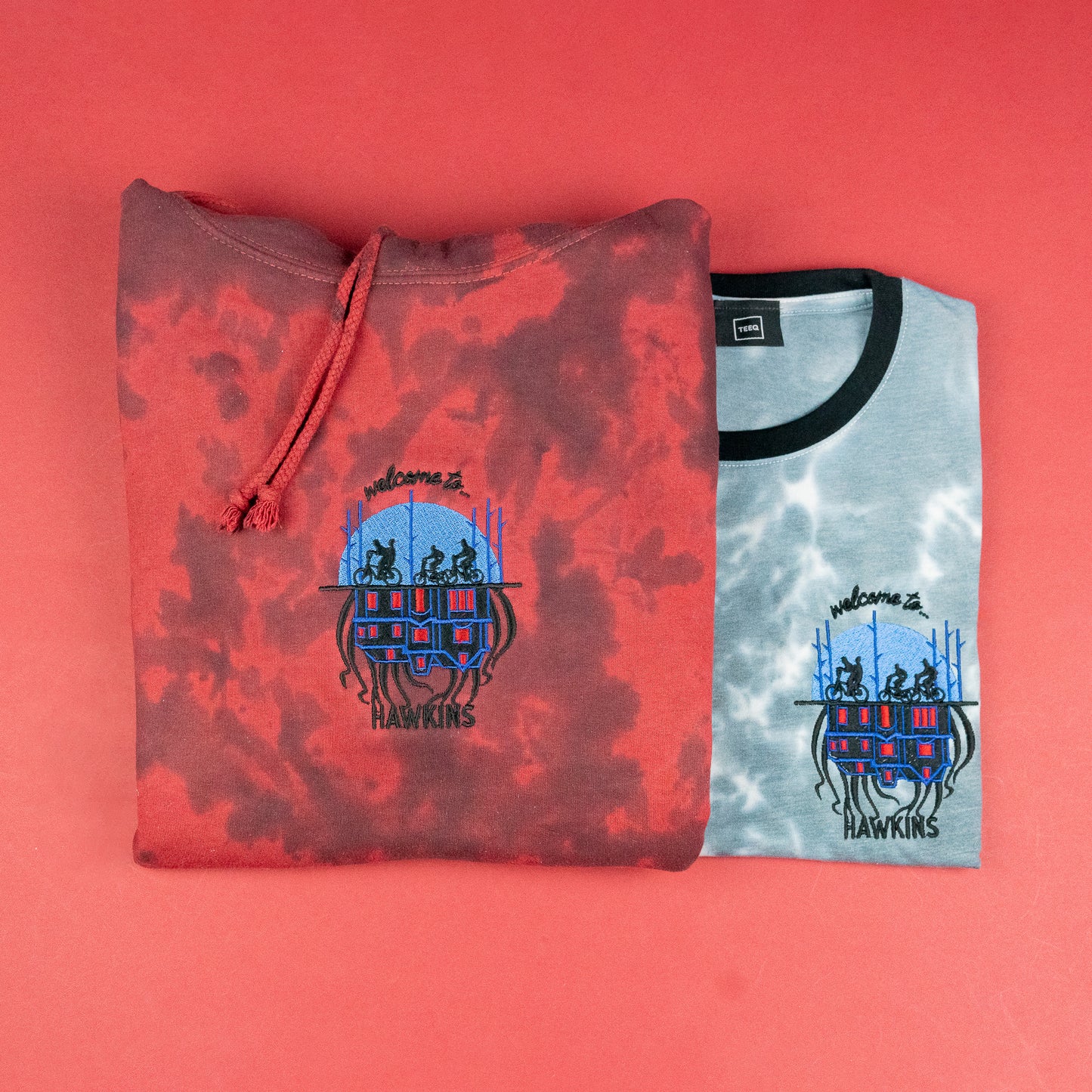 Welcome to Hawkins Embroidered Tie Dye Hoodie