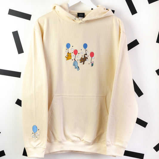 Winnie Balloons Embroidered Hoodie - Cream
