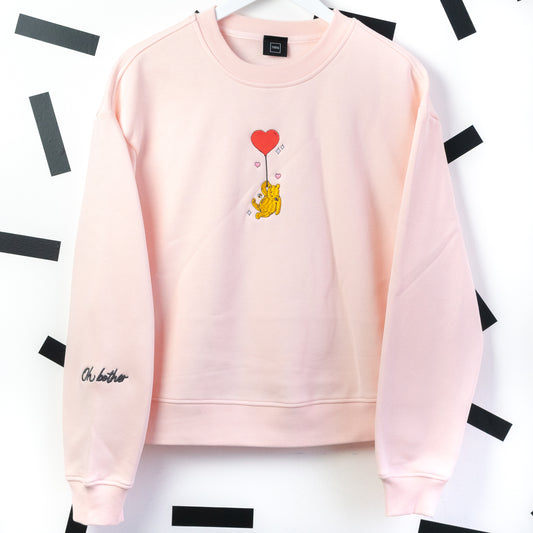 Winnie Valentines Balloons Embroidered Women's Jumper - Pink