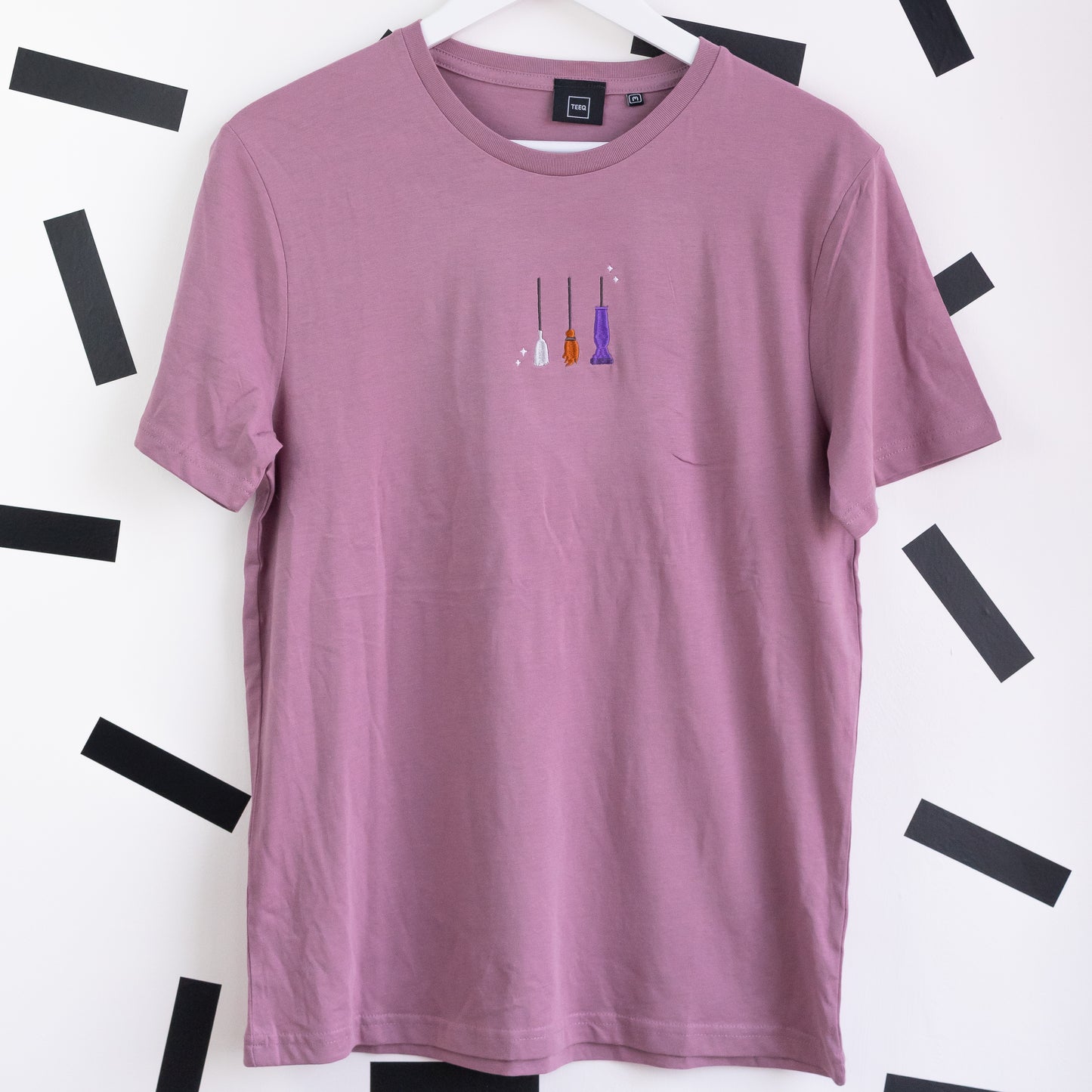 Witches Brooms Embroidered T-Shirt - Dusty Purple