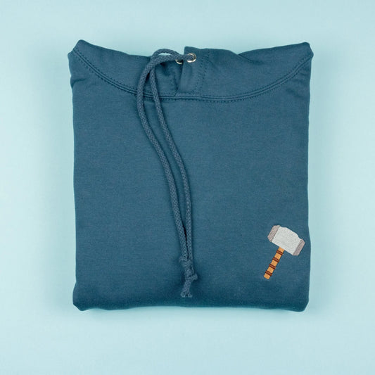 Thor - Mjolnir Embroidered Blue Hoodie